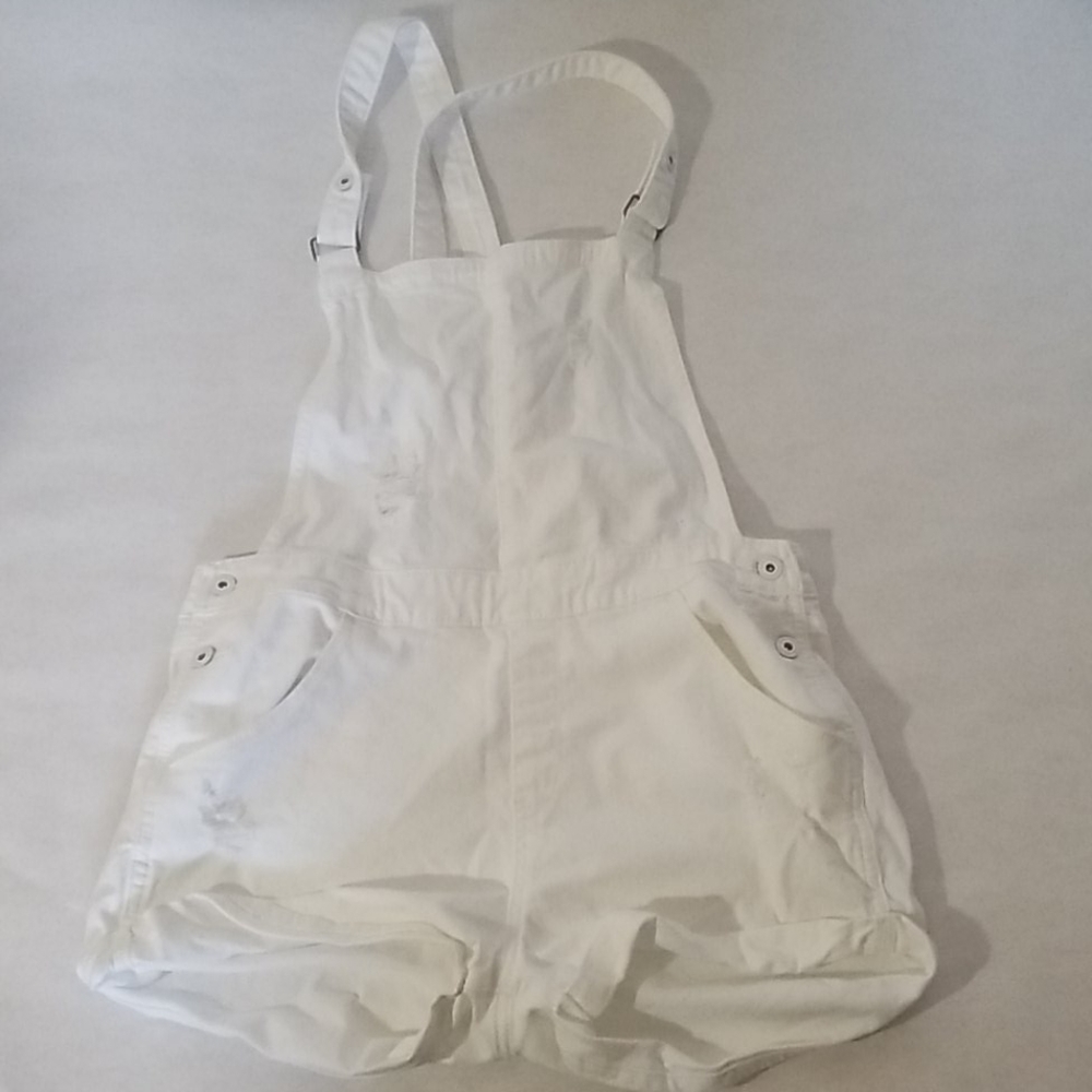 White distressed denizens overalls